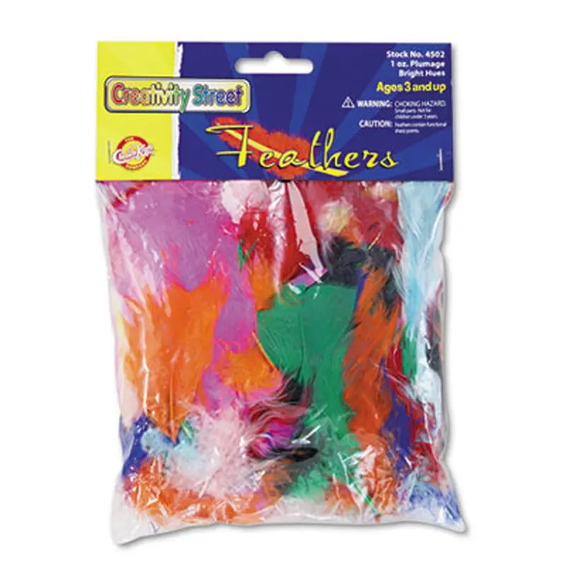 Chenille Kraft Bright Hues Feather Assortment, Natural Turkey Plumage, 1 oz, Approximately 325/Pack - Crafting Embellishments | Creativity Street