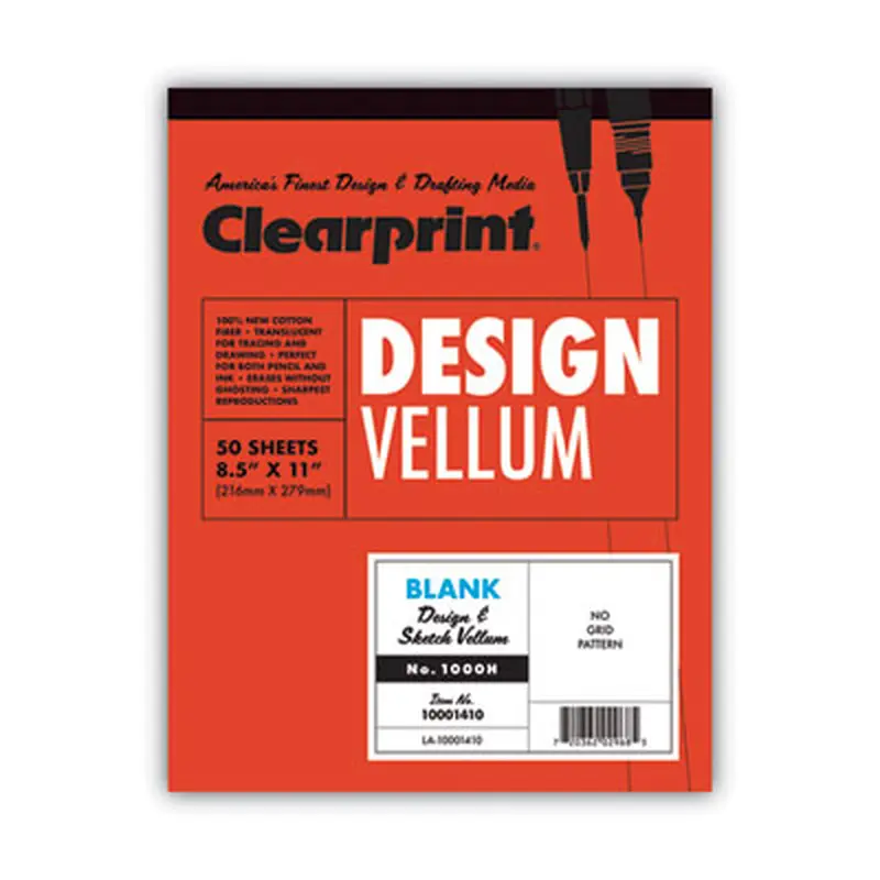 Design Vellum Paper, 16 lb Bristol Weight, 8.5 x 11, Translucent White, 50/Pad - Art & Design Paper | Clearprint