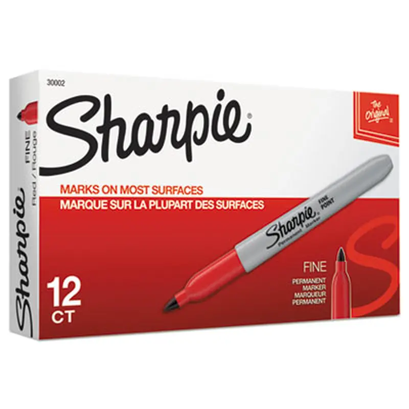 Fine Tip Permanent Marker, Fine Bullet Tip, Red, Dozen - Markers | Sharpie