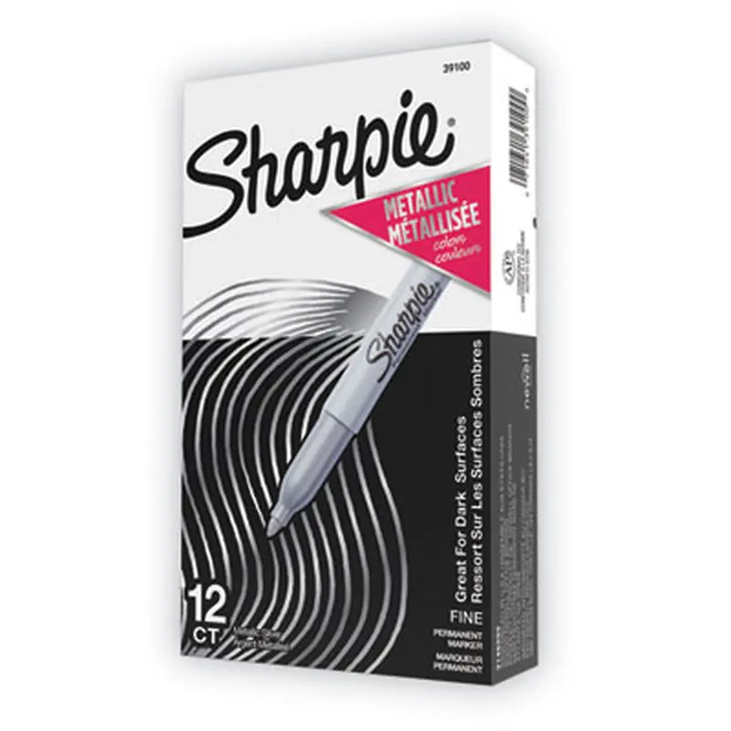 Metallic Fine Point Permanent Markers, Fine Bullet Tip, Metallic Silver, Dozen - Markers | Sharpie