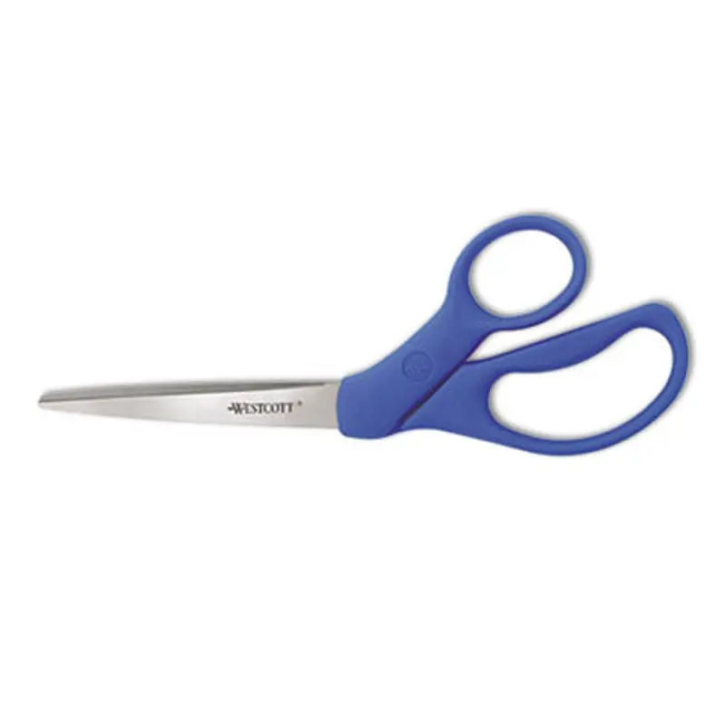 Preferred Line Stainless Steel Scissors, 8" Long, 3.5" Cut Length, Offset Blue Handle - Scissors | Westcott