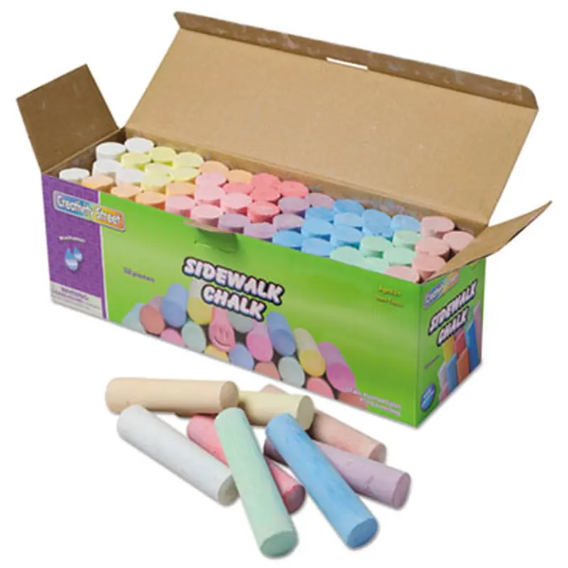 Sidewalk Chalk, Jumbo Stick, 4" x 1" Diameter, 12 Assorted Colors, 52/Set - Art Chalk | Creativity Street
