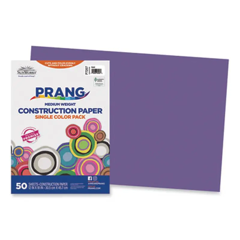 SunWorks Construction Paper, 50 lb Text Weight, 12 x 18, Violet, 50/Pack - Art & Design Paper | Prang