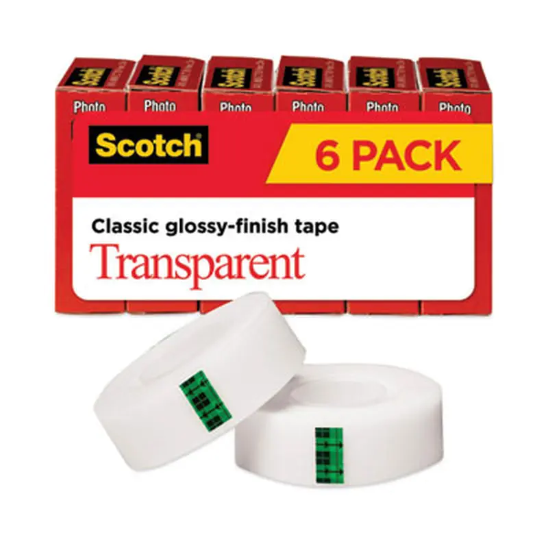 Transparent Tape, 1" Core, 0.75" x 83.33 ft, Transparent, 6/Pack - Tape | Scotch