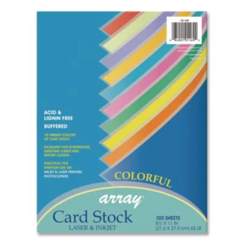 Array Card Stock, 65 lb Cover Weight, 8.5 x 11, Assorted Bright Colors, 100/Pack - Art & Design Paper | Pacon