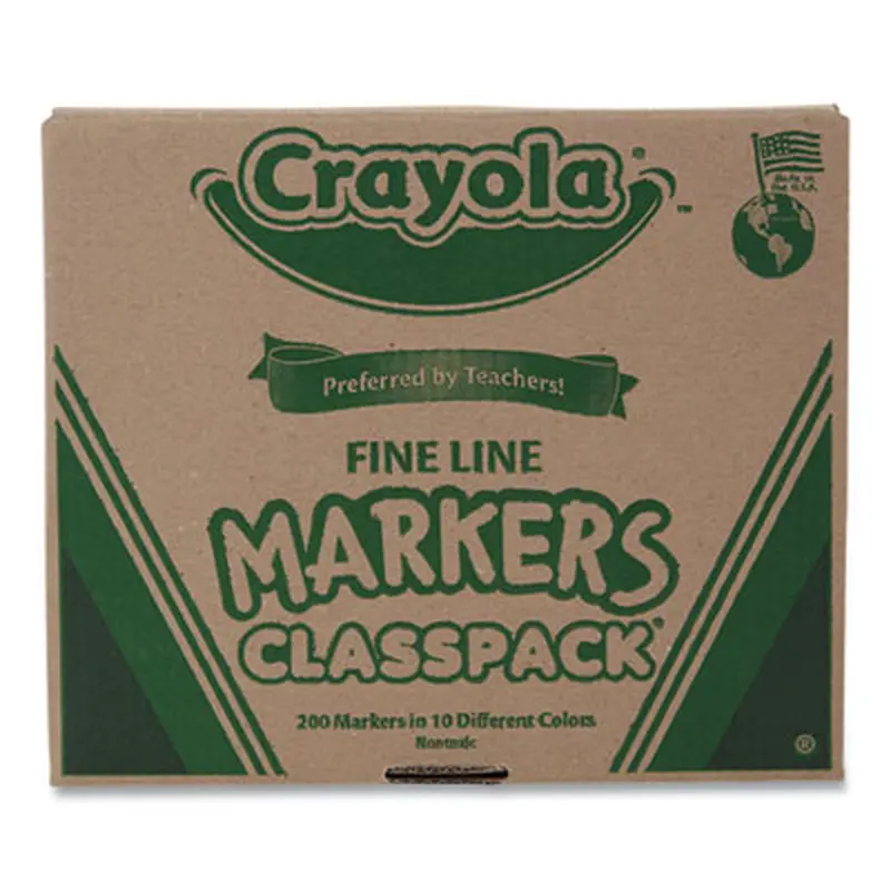 Fine Line 200-Count Classpack Non-Washable Marker, Fine Bullet Tip, Assorted Colors, 200/Box - Markers | Crayola