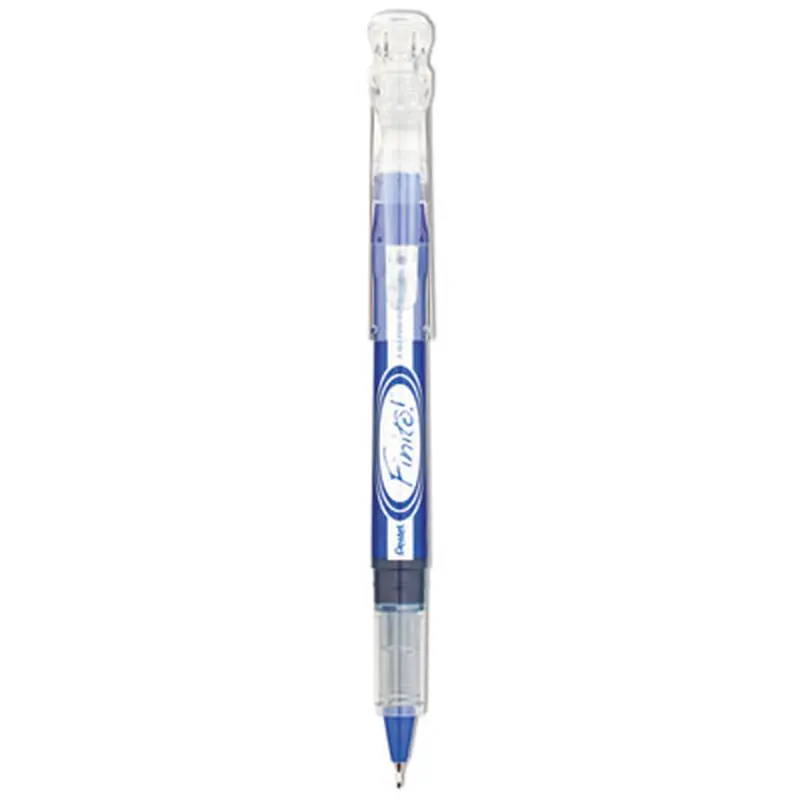 Finito! Porous Point Pen, Stick, Extra-Fine 0.4 mm, Blue Ink, Blue/Silver/Clear Barrel - Pens | Pentel