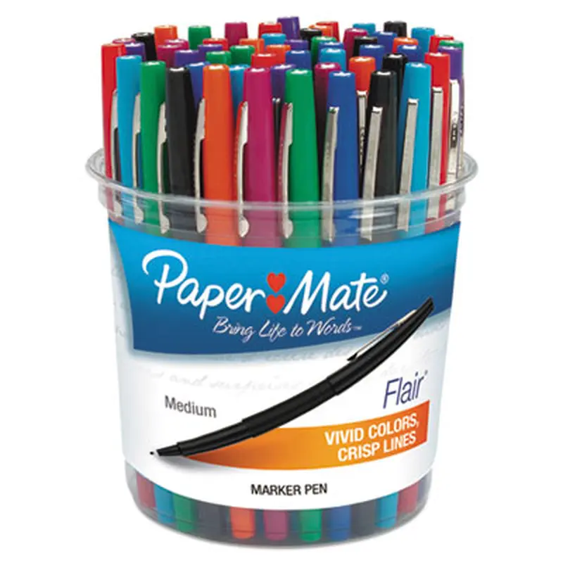 Point Guard Flair Felt Tip Porous Point Pen, Stick, Bold 1.4 mm, Assorted Ink and Barrel Colors, 48/Pack - Pens | Paper Mate