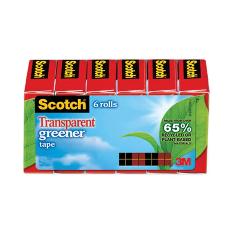 Transparent Greener Tape, 1" Core, 0.75" x 75 ft, Transparent, 6/Pack - Tape | Scotch