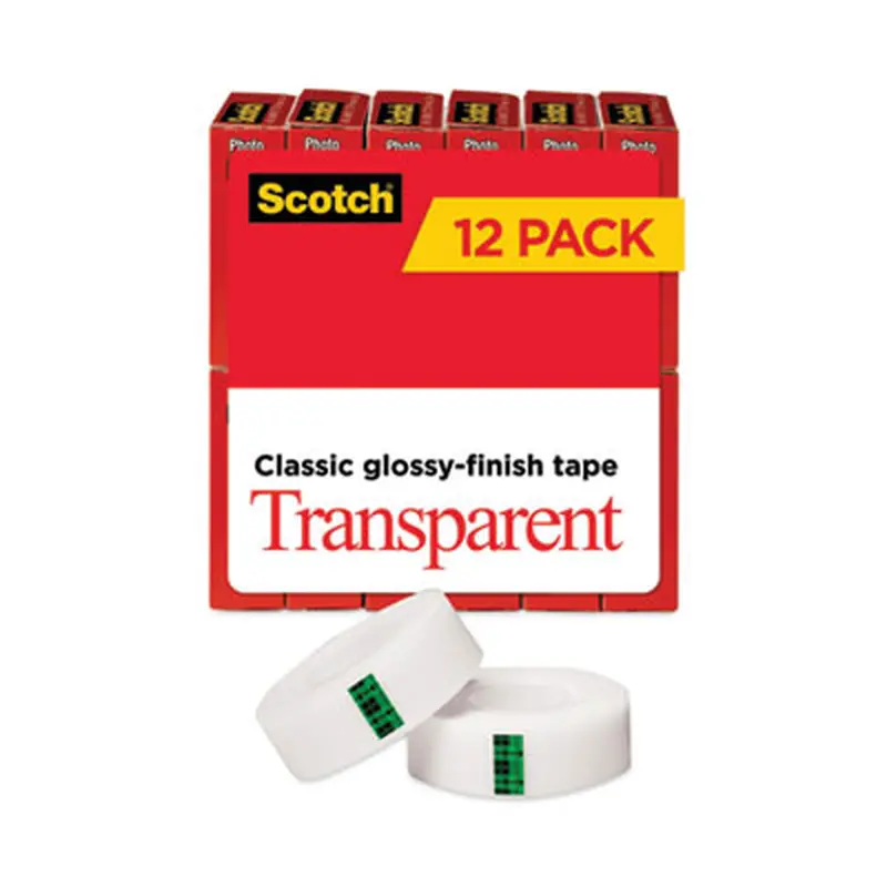 Transparent Tape, 1" Core, 0.75" x 83.33 ft, Transparent, 12/Pack - Tape | Scotch