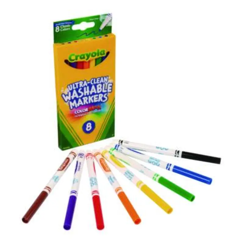 Ultra-Clean Washable Markers, Fine Bullet Tip, Assorted Colors, 8/Pack - Markers | Crayola