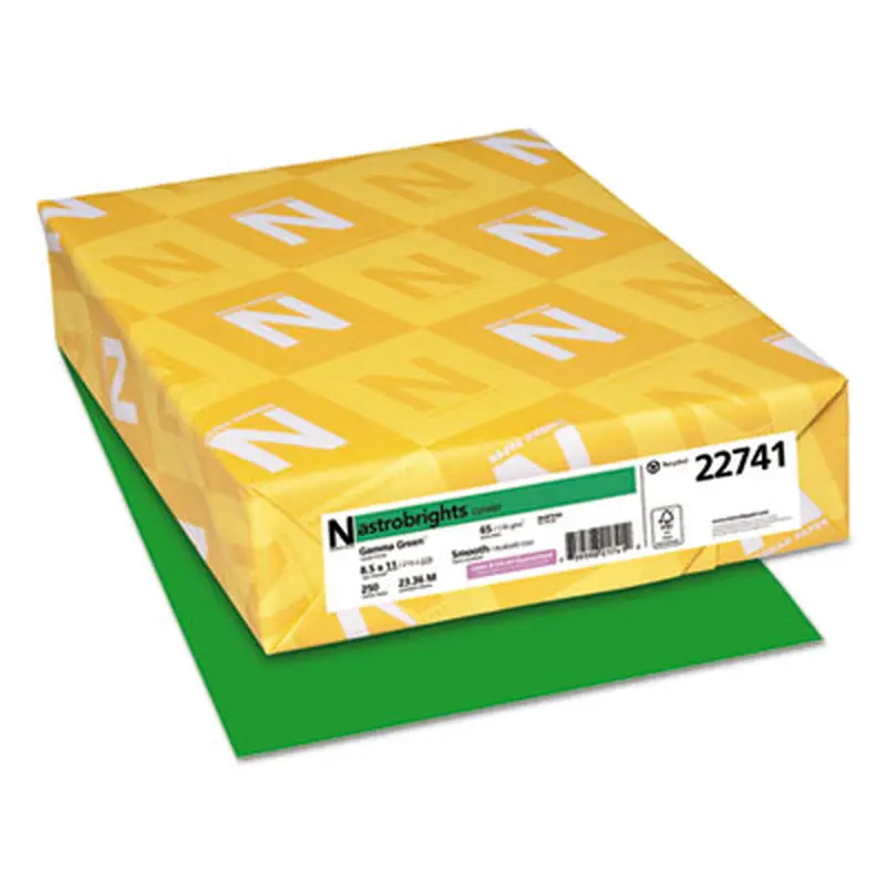 Color Cardstock, 65 lb Cover Weight, 8.5 x 11, Gamma Green, 250/Pack - Art & Design Paper | Astrobrights