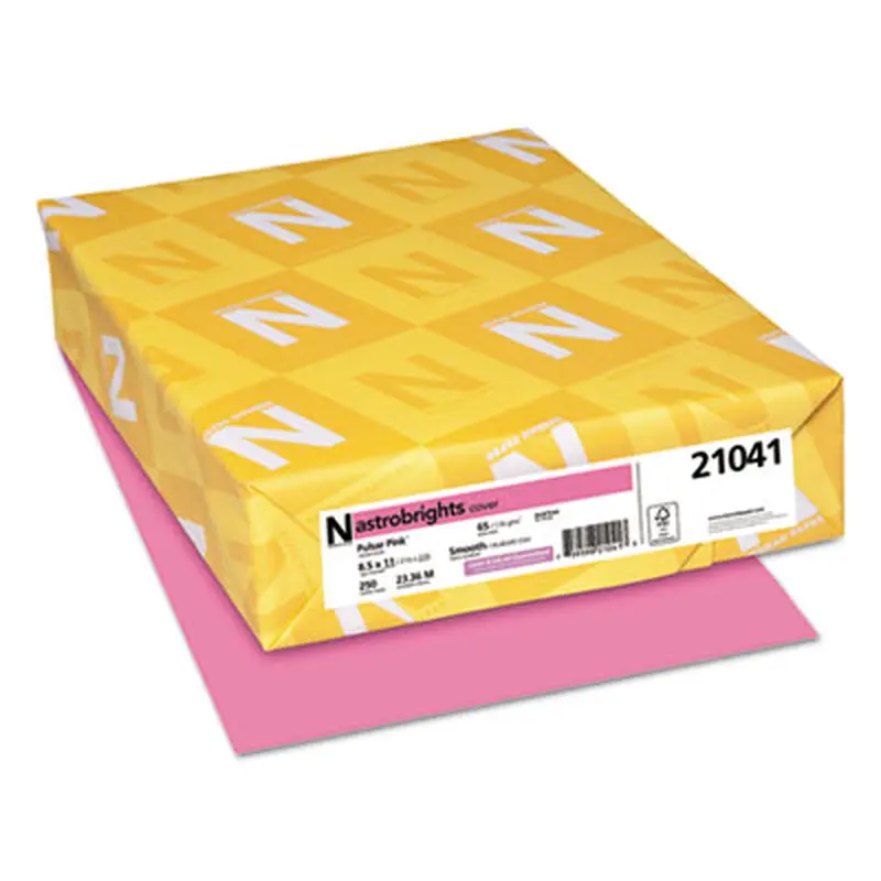 Color Cardstock, 65 lb Cover Weight, 8.5 x 11, Pulsar Pink, 250/Pack - Art & Design Paper | Astrobrights