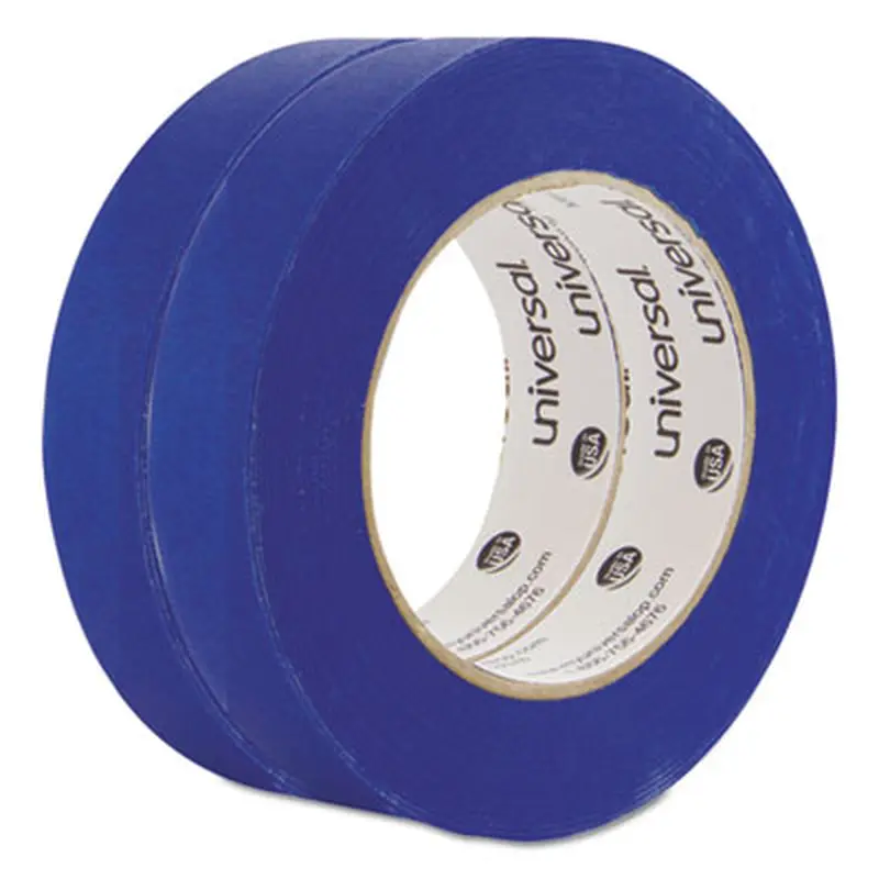 Premium Blue Masking Tape with UV Resistance, 3" Core, 24 mm x 54.8 m, Blue, 2/Pack - Tape | Universal