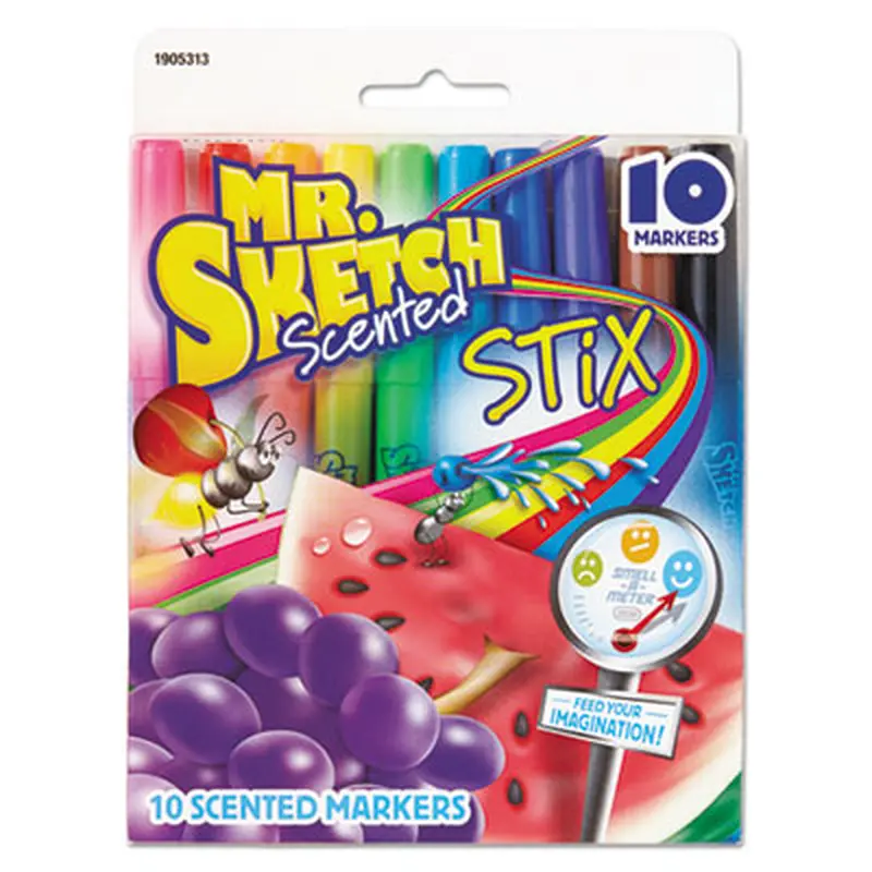 Scented Stix Watercolor Marker Set, Fine Bullet Tip, Assorted Colors, 10/Set - Markers | Mr. Sketch
