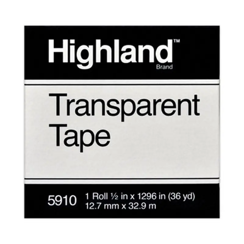 Transparent Tape, 1" Core, 0.5" x 36 yds, Clear - Tape | Highland