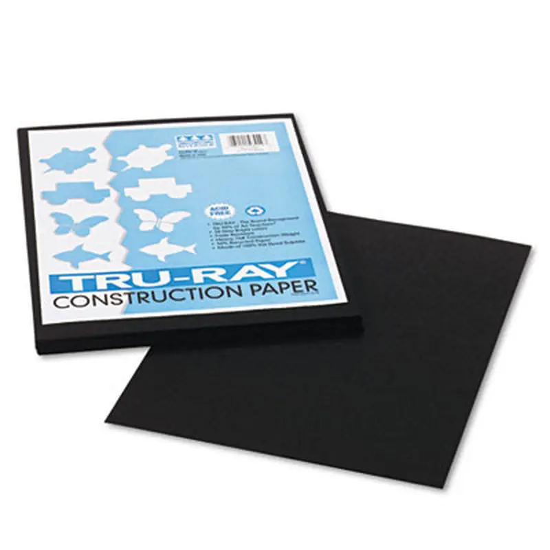 Tru-Ray Construction Paper, 76 lb Text Weight, 9 x 12, Black, 50/Pack - Art & Design Paper | Pacon