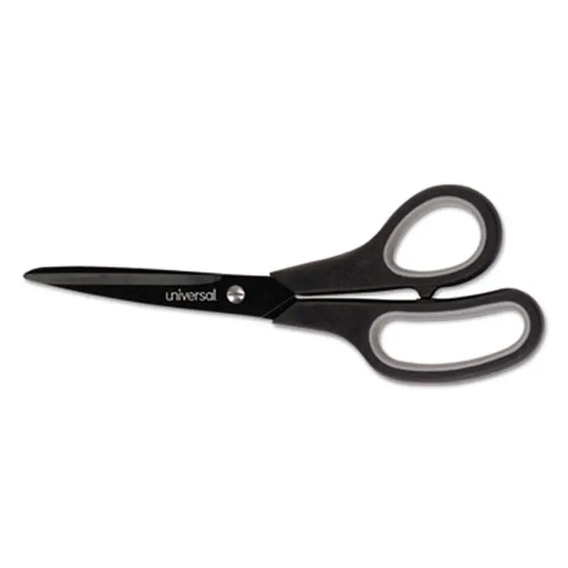 Industrial Carbon Blade Scissors, 8" Long, 3.5" Cut Length, Offset Black/Gray Handle - Scissors | Universal