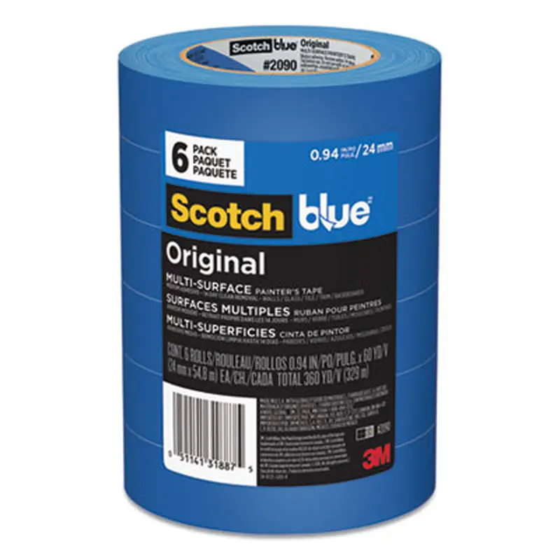 Original Multi-Surface Painter's Tape, 3" Core, 0.94" x 60 yds, Blue, 6/Pack - Tape | ScotchBlue