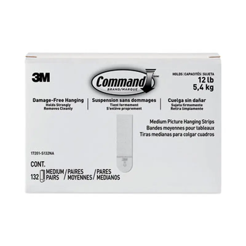 Picture Hanging Strips, Value Pack, Medium, Removable, Holds Up to 12 lbs, 0.75 x 2.75, White, 132 Pairs/Pack - Mounting Tape | Command