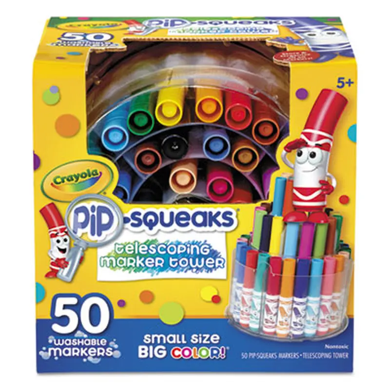 Pip-Squeaks Telescoping Marker Tower, Medium Bullet Tip, Assorted Colors, 50/Pack - Markers | Crayola