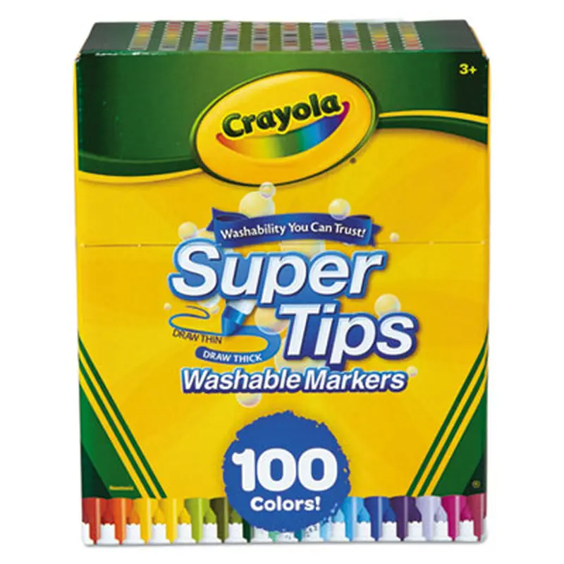 Super Tips Washable Markers, Fine/Broad Bullet Tips, Assorted Colors, 100/Set - Markers | Crayola
