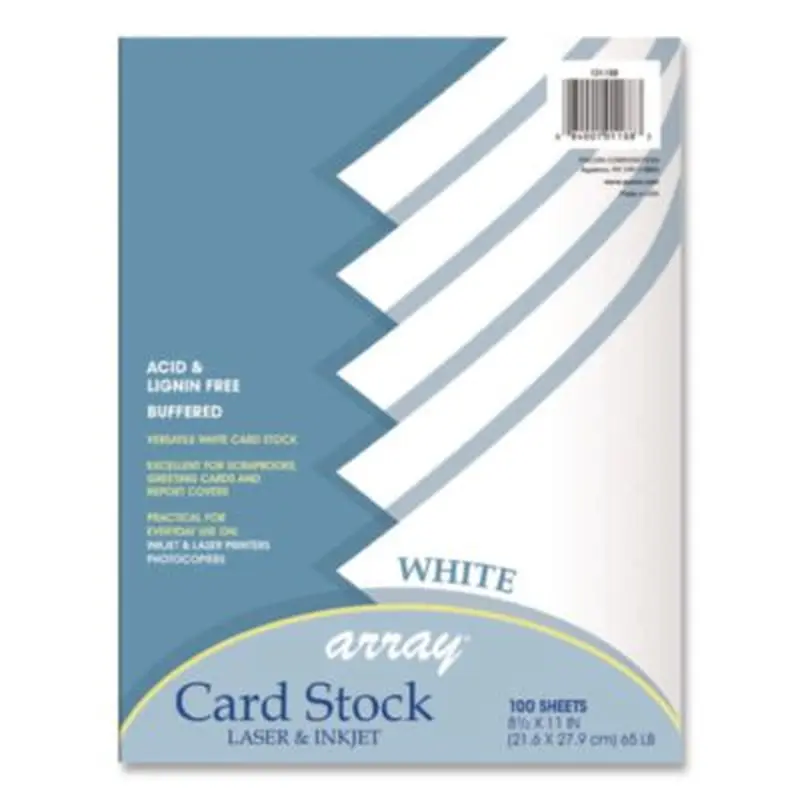Array Card Stock, 65 lb Cover Weight, 8.5 x 11, White, 100/Pack - Art & Design Paper | Pacon