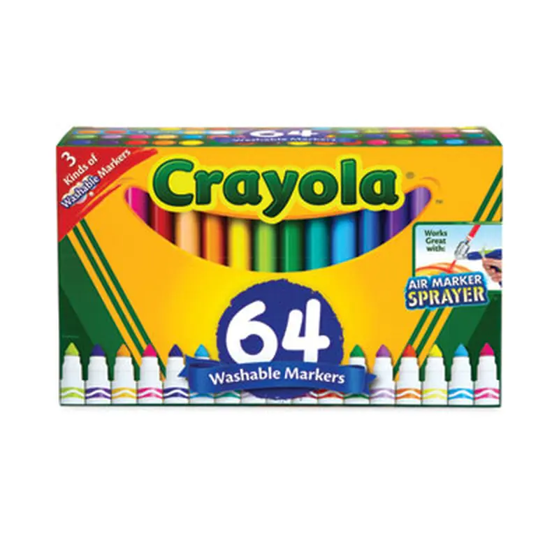 Broad Line Washable Markers, 48 Broad Bullet Tip/8 Gel/8 Window, Assorted Colors, 64/Set - Markers | Crayola