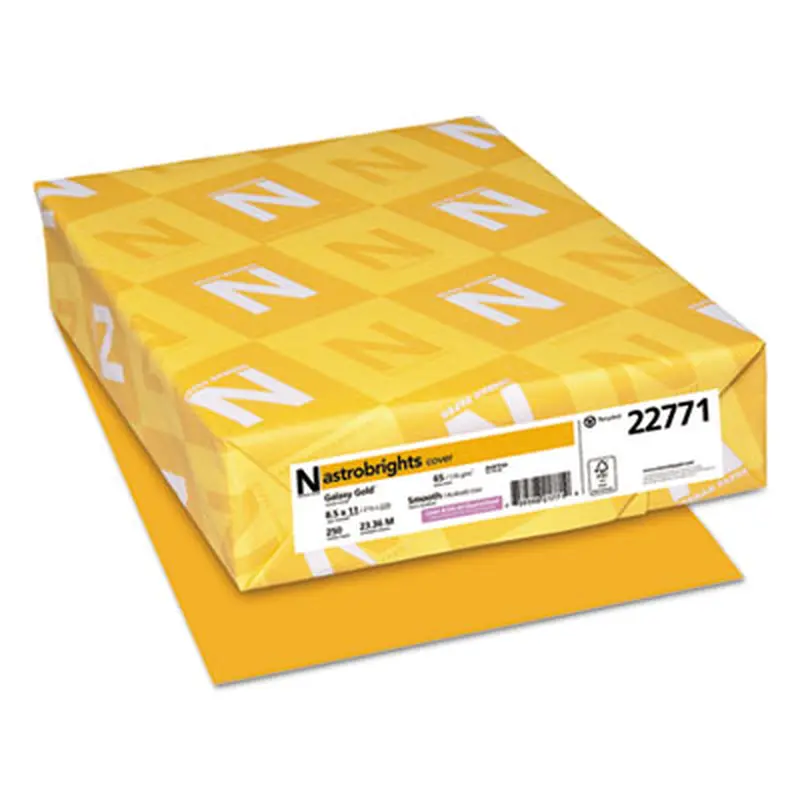 Color Cardstock, 65 lb Cover Weight, 8.5 x 11, Galaxy Gold, 250/Pack - Art & Design Paper | Astrobrights
