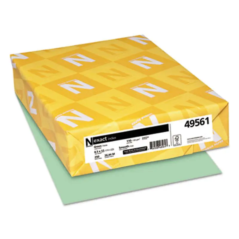 Exact Index Card Stock, 110 lb Index Weight, 8.5 x 11, Green, 250/Pack - Art & Design Paper | Neenah Paper