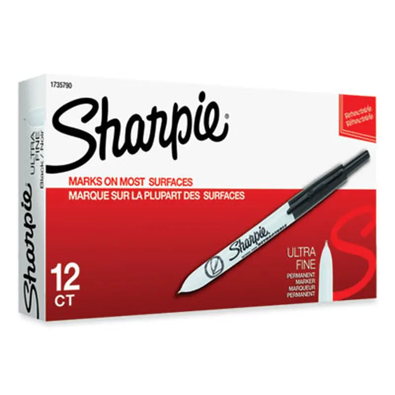Retractable Permanent Marker, Extra-Fine Needle Tip, Black - Markers | Sharpie