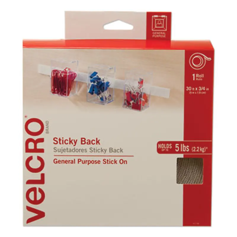 Sticky-Back Fasteners, Removable Adhesive, 0.75" x 30 ft, White - Hook & Loop Fasteners | VELCRO Brand