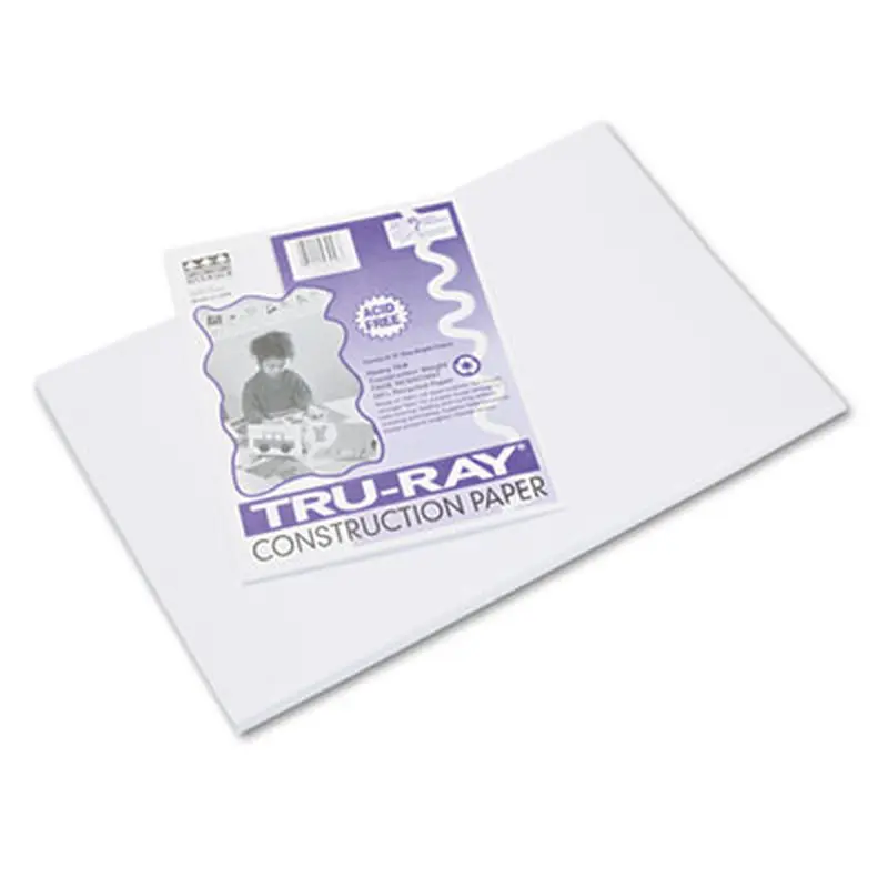 Tru-Ray Construction Paper, 76 lb Text Weight, 12 x 18, White, 50/Pack - Art & Design Paper | Pacon
