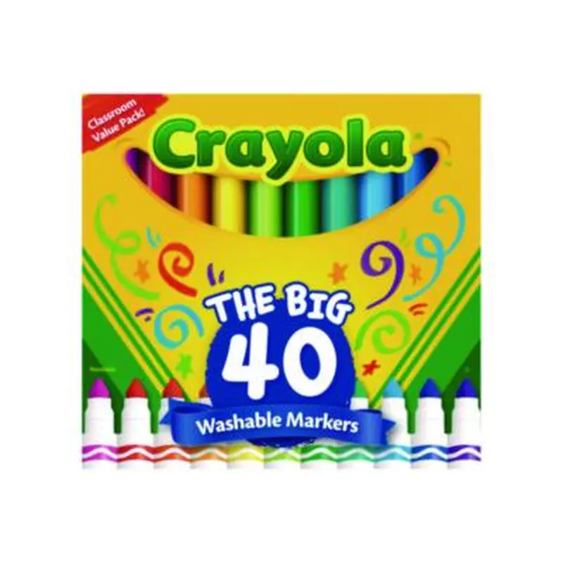 Ultra-Clean Washable Markers, Broad Bullet Tip, Assorted Colors, 40/Set - Markers | Crayola
