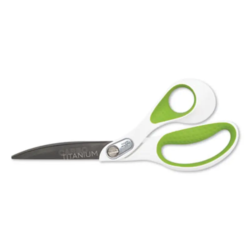 CarboTitanium Bonded Scissors, 9" Long, 4.5" Cut Length, Offset White/Green Handle - Scissors | Westcott
