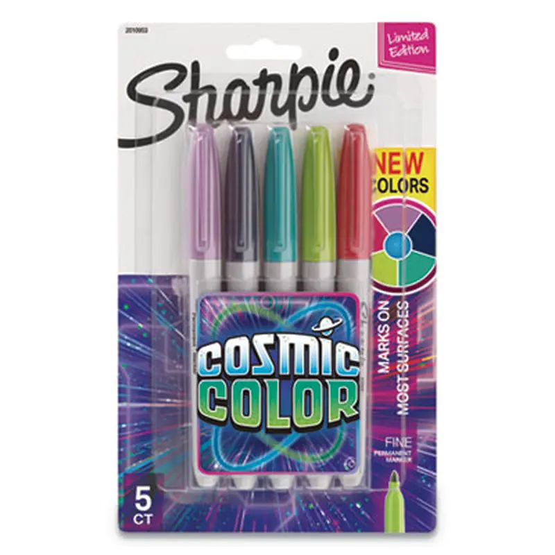 Cosmic Color Permanent Markers, Medium Bullet Tip, Assorted Cosmic Colors, 5/Pack - Markers | Sharpie