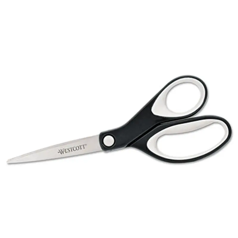 KleenEarth Soft Handle Scissors, 8" Long, 3.25" Cut Length, Straight Black/Gray Handle - Scissors | Westcott