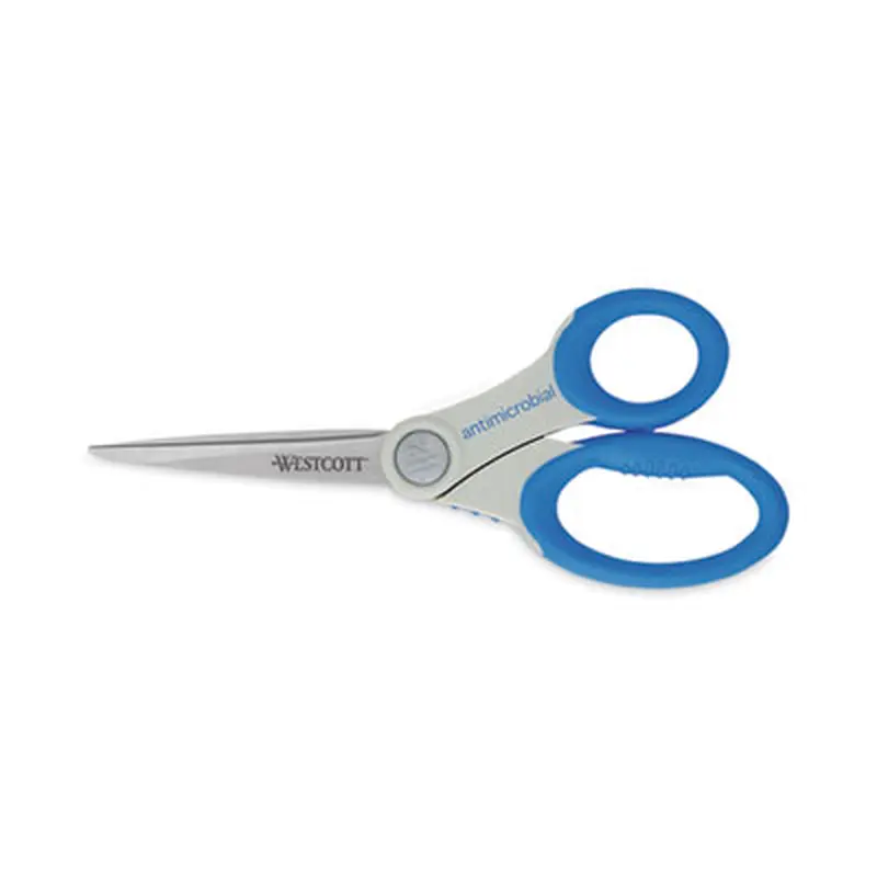 Scissors with Antimicrobial Protection, 8" Long, 3.5" Cut Length, Straight Blue Handle - Scissors | Westcott