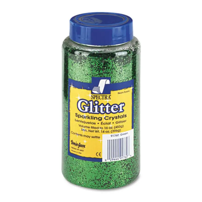 Spectra Glitter, 0.04 Hexagon Crystals, Green, 16 oz Shaker-Top Jar - Crafting Embellishments | Pacon
