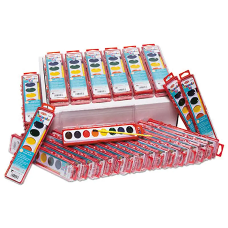 Charles Leonard Watercolor Paint Pan Kit Class Pack, 8 Assorted Colors, 1 oz Palette Tray, 36 Kits/Box - Paint | Creative Arts