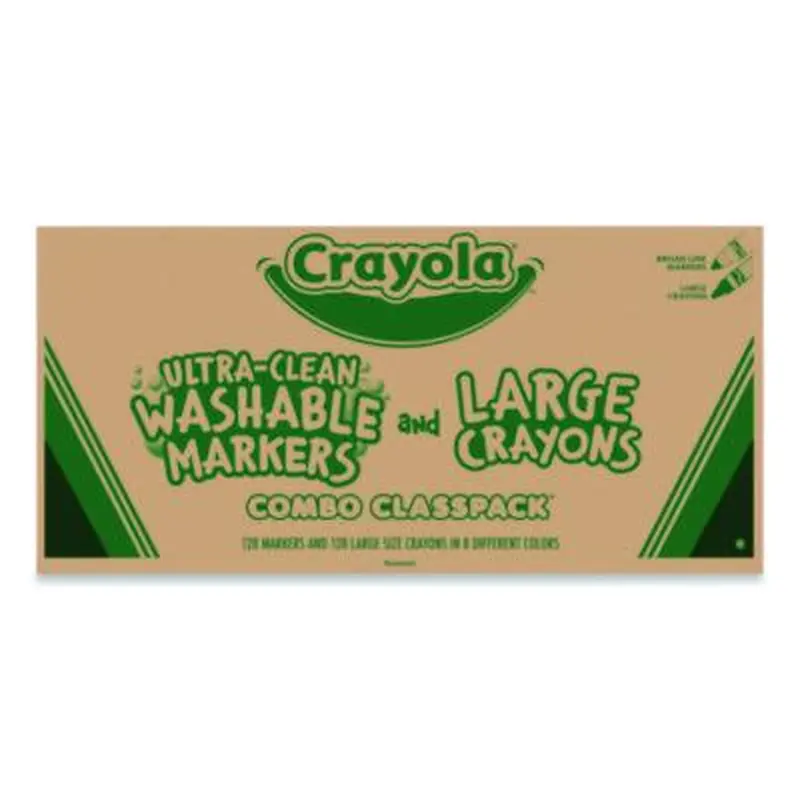 Crayon and Ultra-Clean Washable Marker Classpack, Large Size, 0.44" x 4", 8 Assorted Colors, 128 Crayons, 128 Markers - Crayons | Crayola