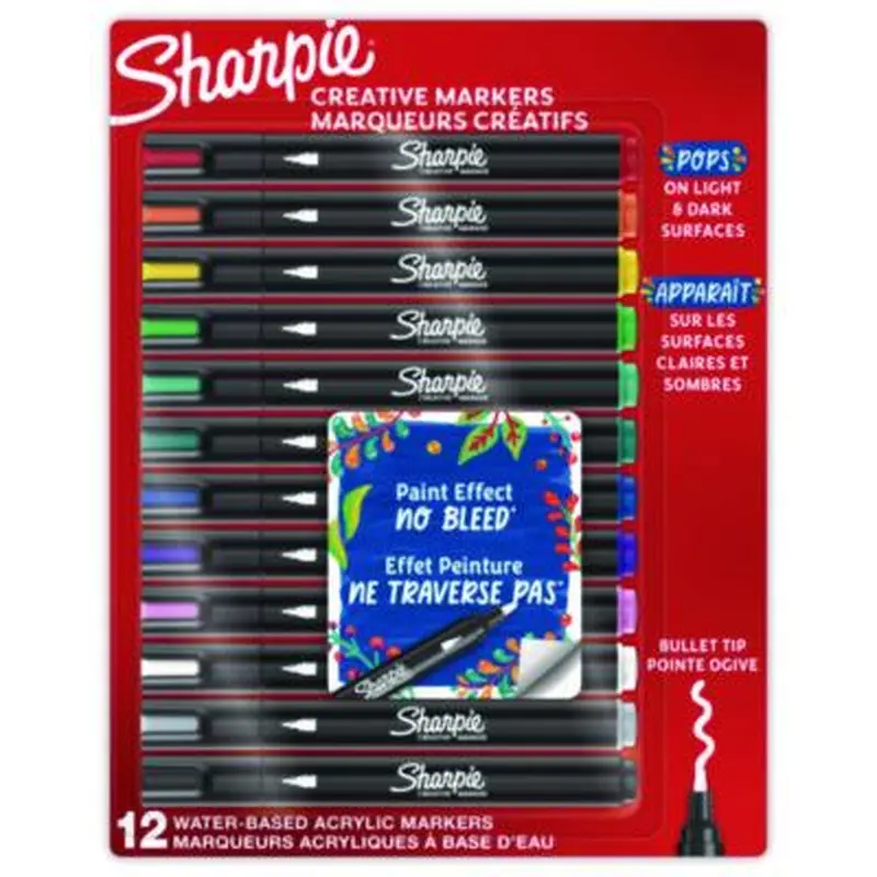 Creative Markers, Medium Bullet Tip, Assorted Colors, 12/Pack - Markers | Sharpie