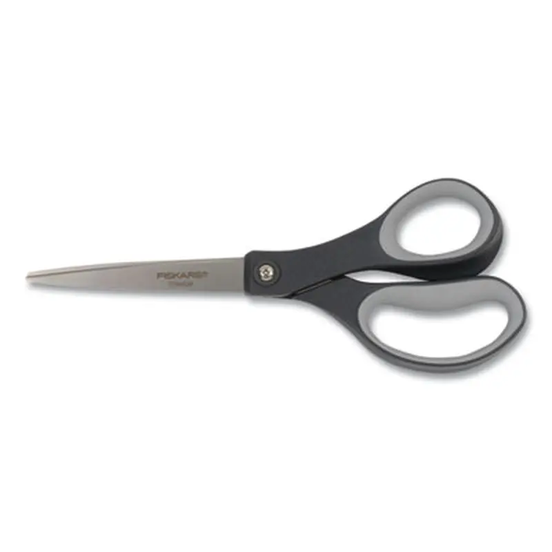 Everyday Titanium Softgrip Scissors, 8" Long, 3.1" Cut Length, Straight Dark Gray Handle - Scissors | Fiskars