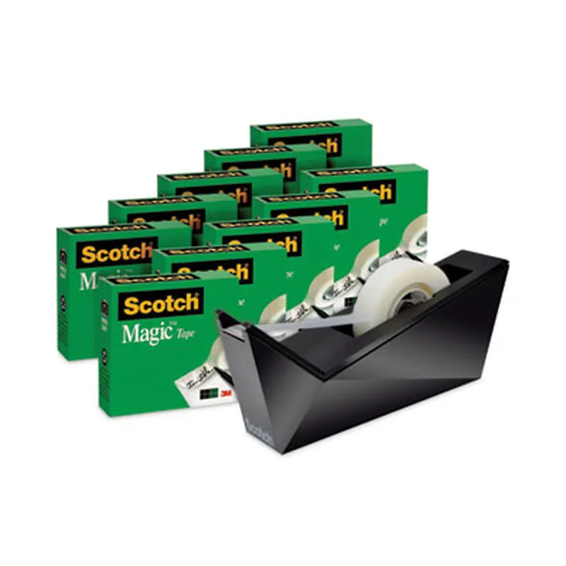 Magic Tape Desktop Dispenser Value Pack, 1" Core, 0.75" x 83.33 ft, Clear, 10/Pack - Tape | Scotch