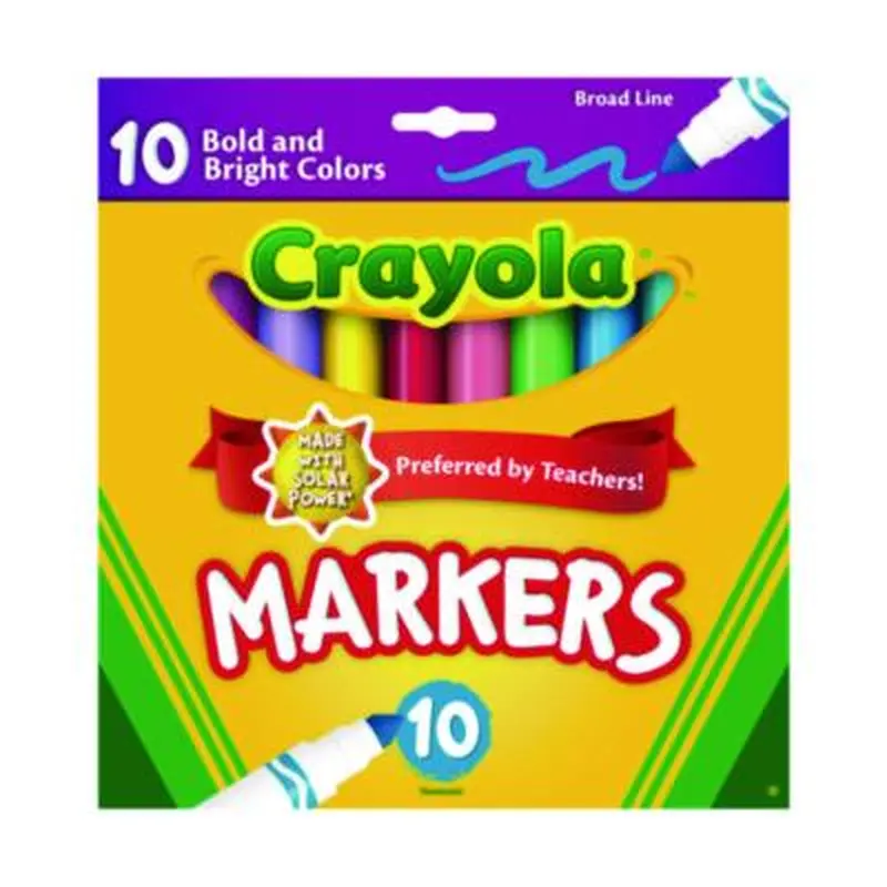 Non-Washable Marker, Broad Bullet Tip, Assorted Tropical Colors, 10/Pack - Markers | Crayola