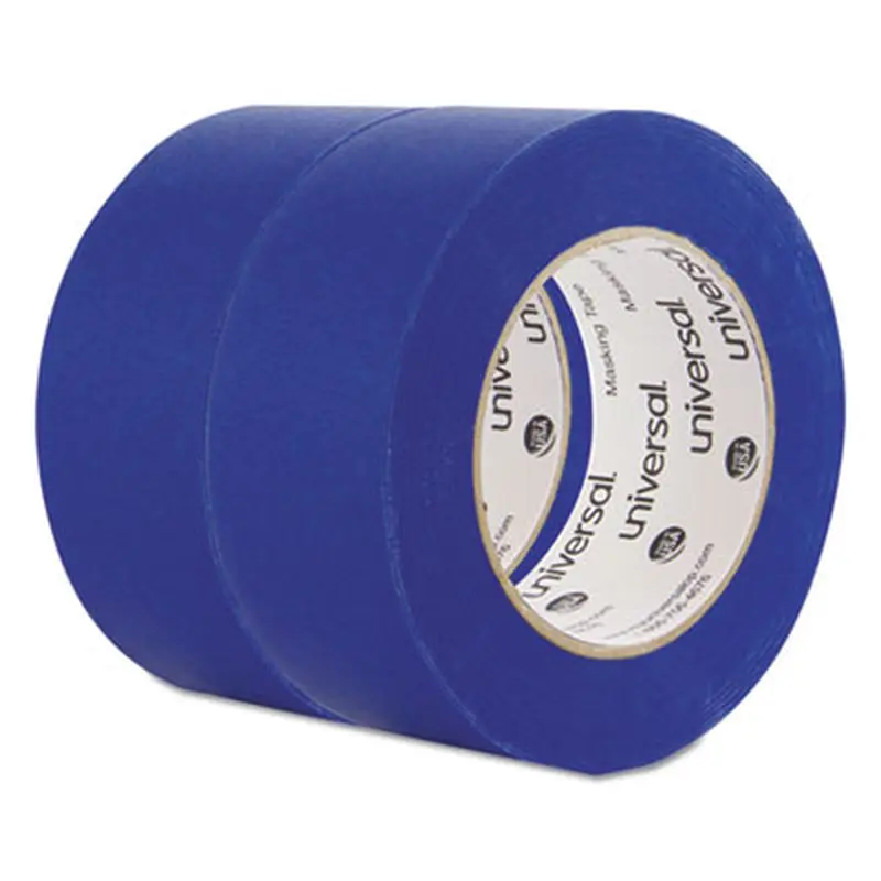 Premium Blue Masking Tape with UV Resistance, 3" Core, 48 mm x 54.8 m, Blue, 2/Pack - Tape | Universal