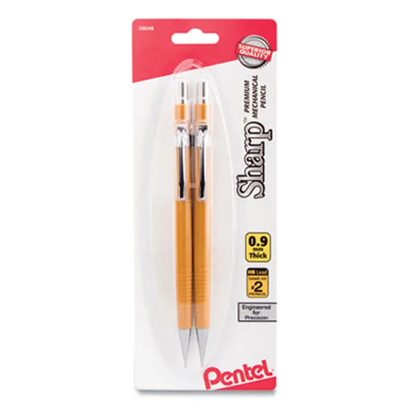 Sharp Mechanical Pencil, 0.9 mm, HB (#2), Black Lead, Yellow Barrel, 2/Pack - Pencils | Pentel