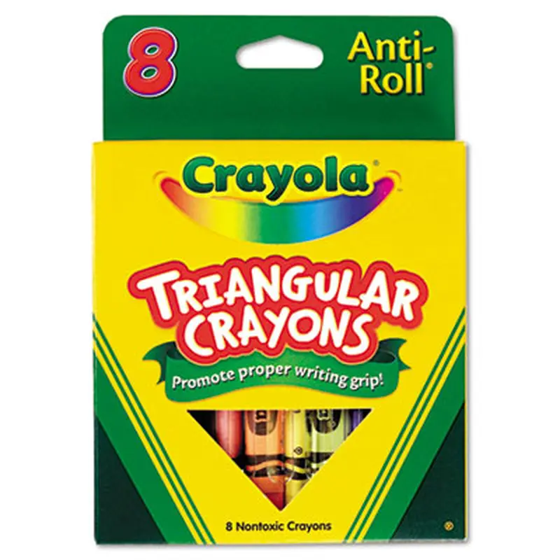 Triangular Crayons, Regular Size, 0.5" x 4", 8 Assorted Colors, 8/Pack - Crayons | Crayola