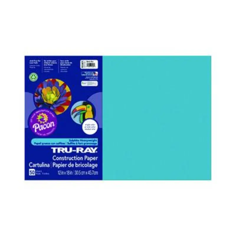 Tru-Ray Construction Paper, 70 lb Text Weight, 12 x 18, Atomic Blue, 50/Pack - Art & Design Paper | Pacon