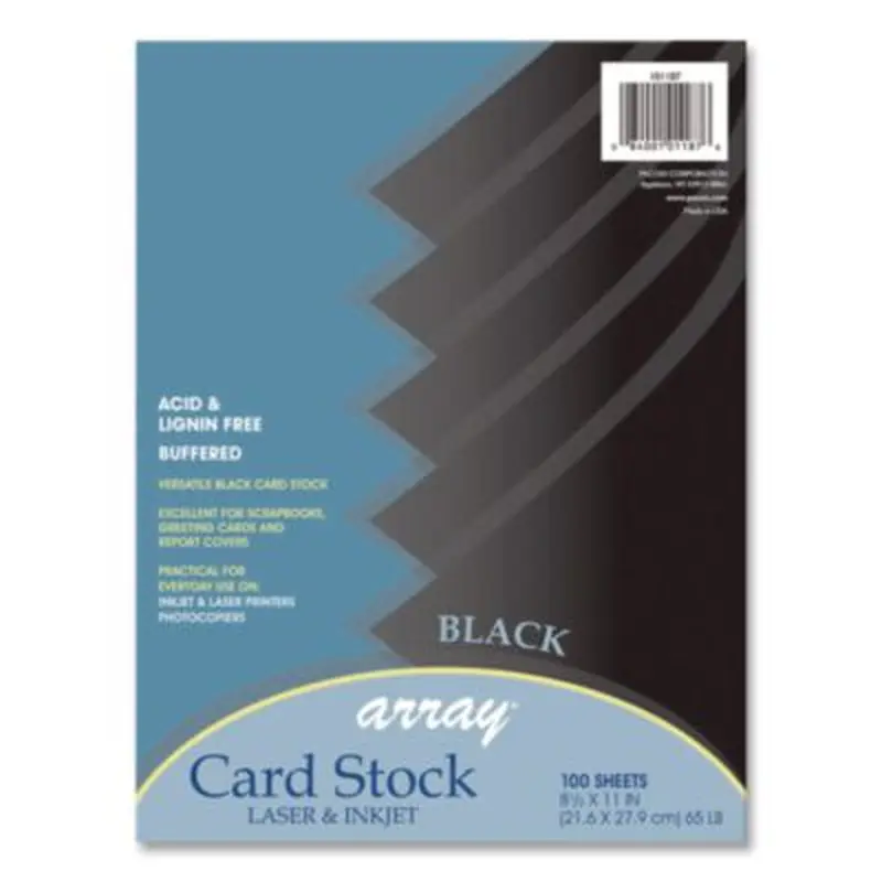 Array Card Stock, 65 lb Cover Weight, 8.5 x 11, Black, 100/Pack - Art & Design Paper | Pacon